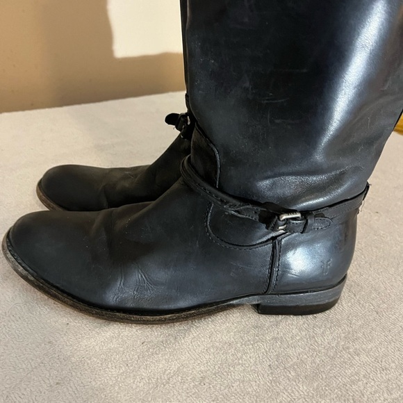 Frye Paige Black Leather Boots Sz 9 1/2 - Picture 3 of 14